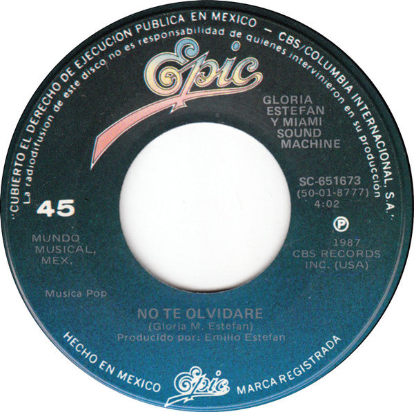 Miami Sound Machine : Anything For You / No Te Olvidare (7", Single)