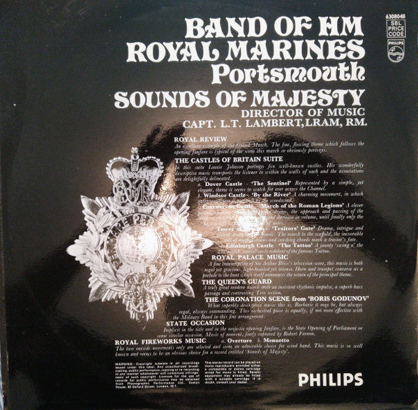 The Band Of HM Royal Marines Portsmouth : Sounds Of Majesty (LP, Album, Blu)