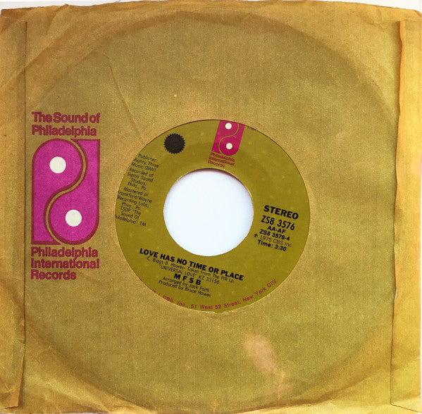 MFSB : T.L.C. (Tender Lovin' Care) / Love Has No Time Or Place (7", Single)