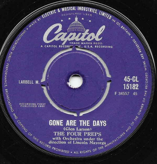 The Four Preps : Calcutta / Gone Are The Days (7", Single)