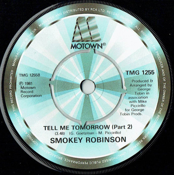 Smokey Robinson : Tell Me Tomorrow (7", Single)