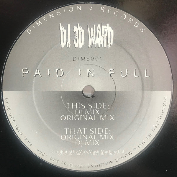 Dave "3D" Ward : Paid In Full (12")
