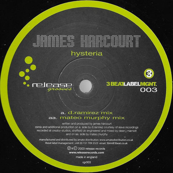 James Harcourt : Hysteria (12")