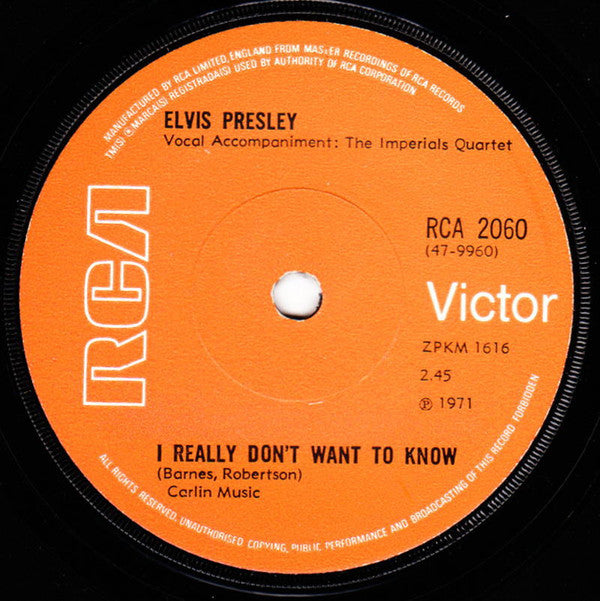 Elvis Presley : There Goes My Everything (7", Single)
