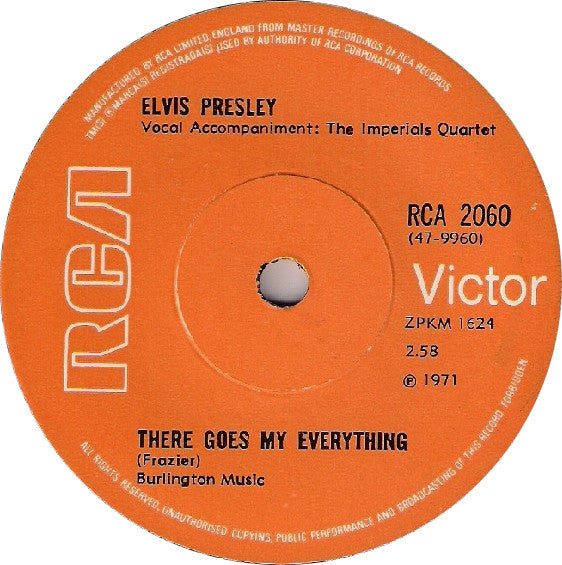 Elvis Presley : There Goes My Everything (7", Single)