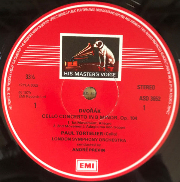 Antonín Dvořák, Paul Tortelier, London Symphony Orchestra, André Previn : Cello Concerto In B Minor / Rondo In G Minor (LP, RE)