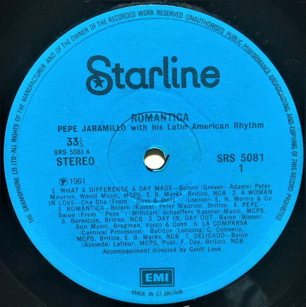 Pepe Jaramillo And His Latin-American Rhythm : Romantica (LP, RE)
