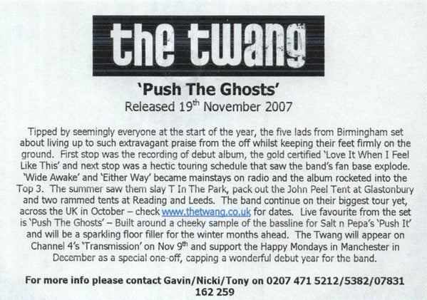 The Twang : Push The Ghosts (CD, Single, Promo)