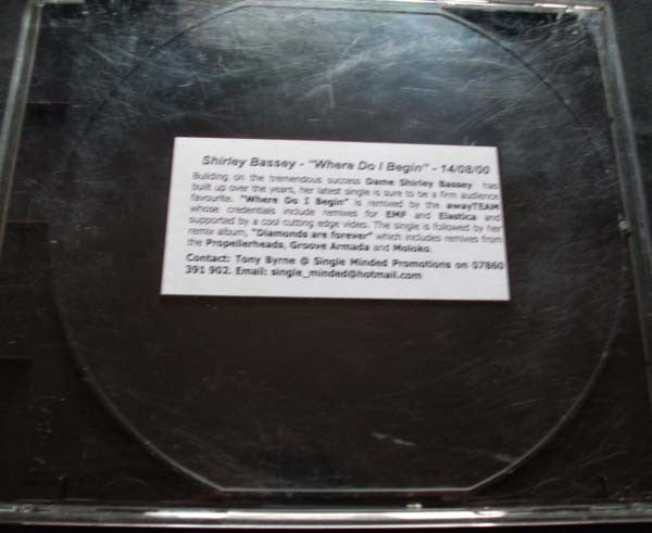 Shirley Bassey : Where Do I Begin? (CDr, Single, Promo)