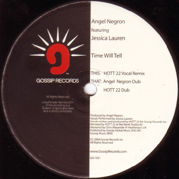Angel Negron Featuring Jessica Lauren : Time Will Tell (12")
