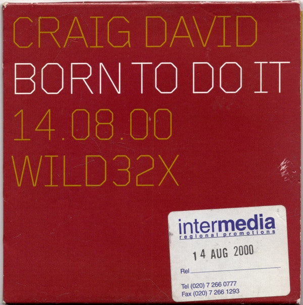 Craig David : Born To Do It (CD, Album, Promo, Car)