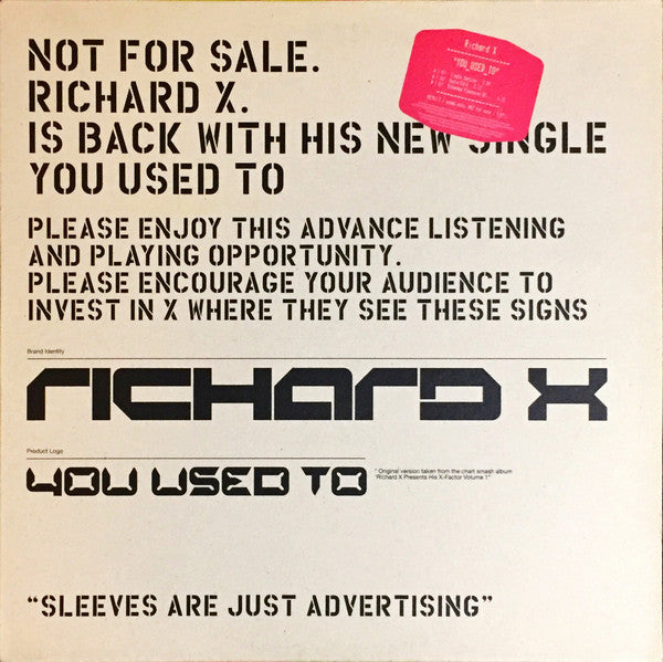 Richard X : You Used To (12", Advance, Single, Promo)