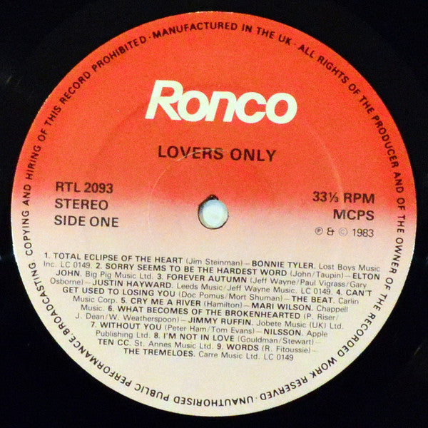 Various : Lovers Only! (LP, Comp)