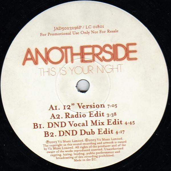 Anotherside : This Is Your Night (12", Promo)