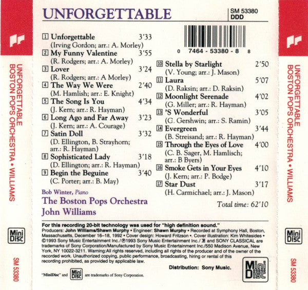 Boston Pops Orchestra, John Williams (4) : Unforgettable (MD, Comp, 20-)
