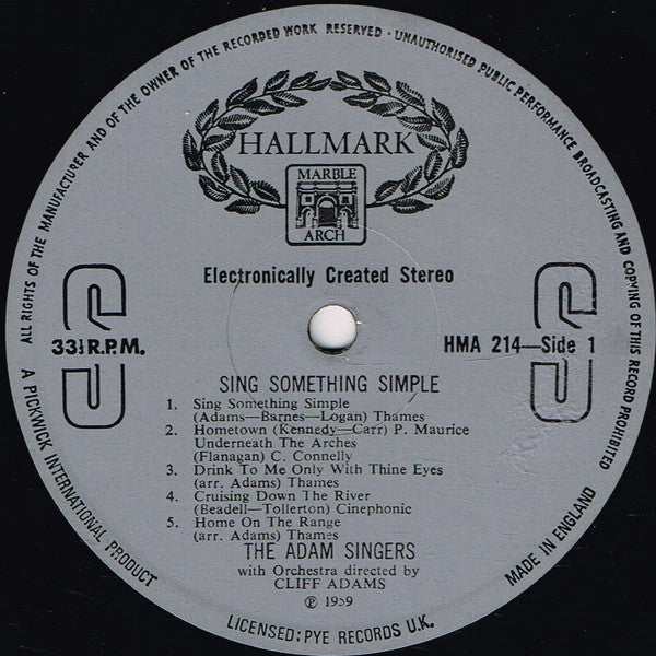 The Cliff Adams Singers : Sing Something Simple (LP, RE, RM)