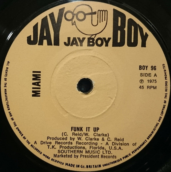 Miami : Funk It Up (7", Single)