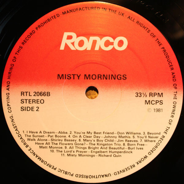 Various : Misty Mornings (22 Songs Of Hope) (LP, Comp)