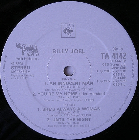 Billy Joel : An Innocent Man (12", EP, Gat)