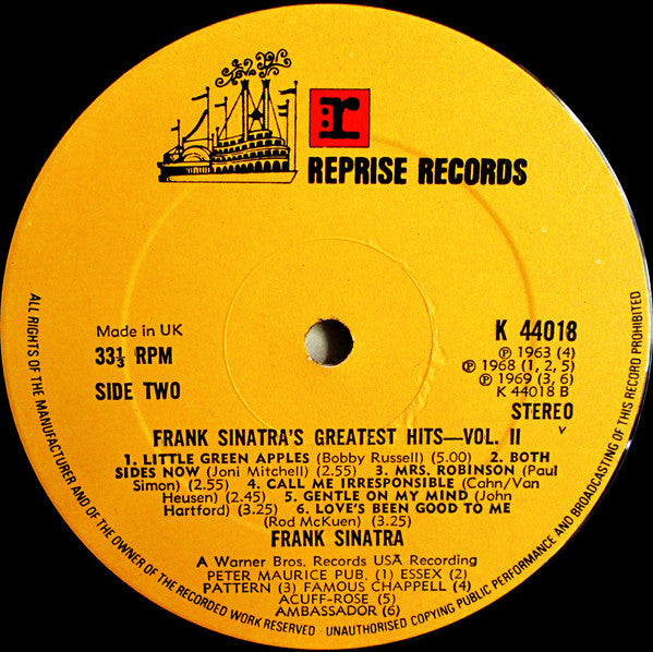 Frank Sinatra : Greatest Hits, Vol. II (LP, Comp)