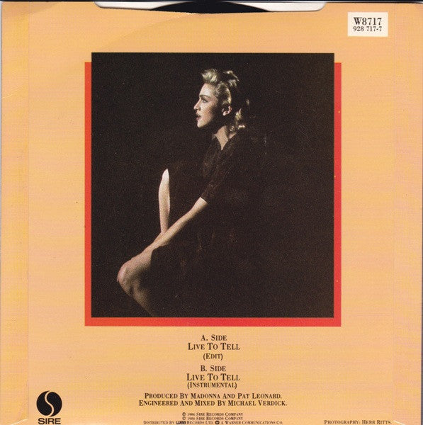 Madonna : Live To Tell (7", Single, Pap)