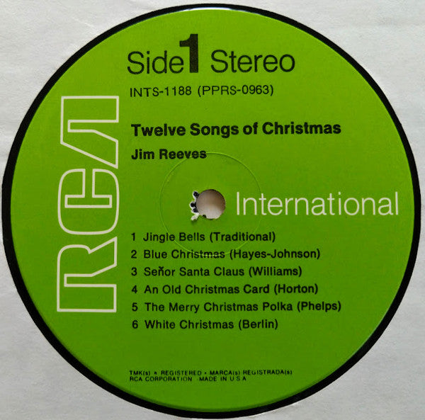 Jim Reeves : Twelve Songs Of Christmas (LP, Album, RE)