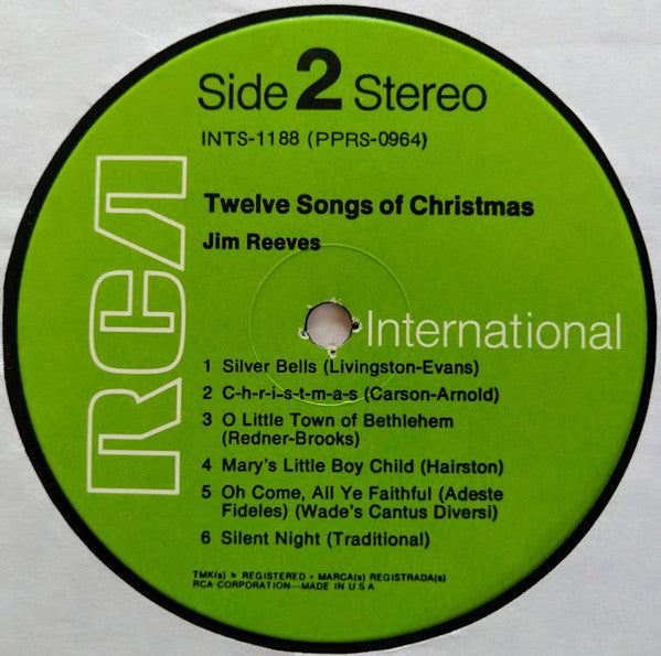 Jim Reeves : Twelve Songs Of Christmas (LP, Album, RE)