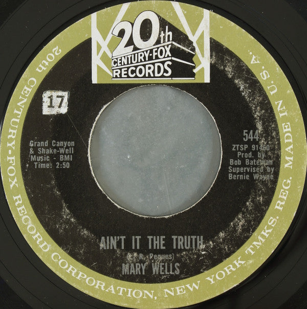 Mary Wells : Ain't It The Truth / Stop Takin' Me For Granted (7", Mono, Styrene, Ter)