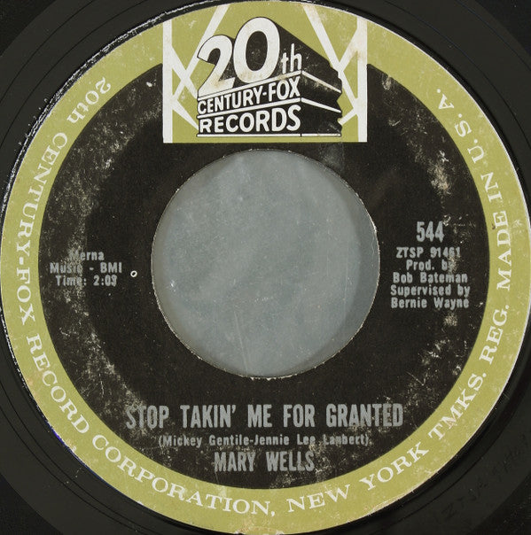 Mary Wells : Ain't It The Truth / Stop Takin' Me For Granted (7", Mono, Styrene, Ter)