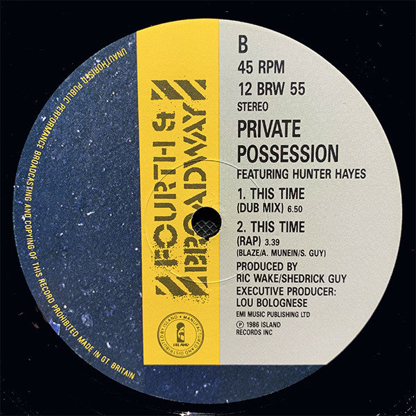 Private Possession Featuring Hunter Hayes : This Time (12")