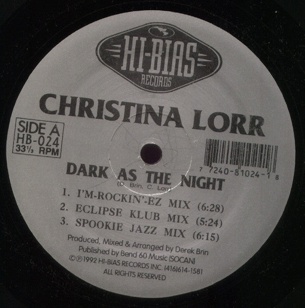 Christina Lorr : Dark As The Night (12")
