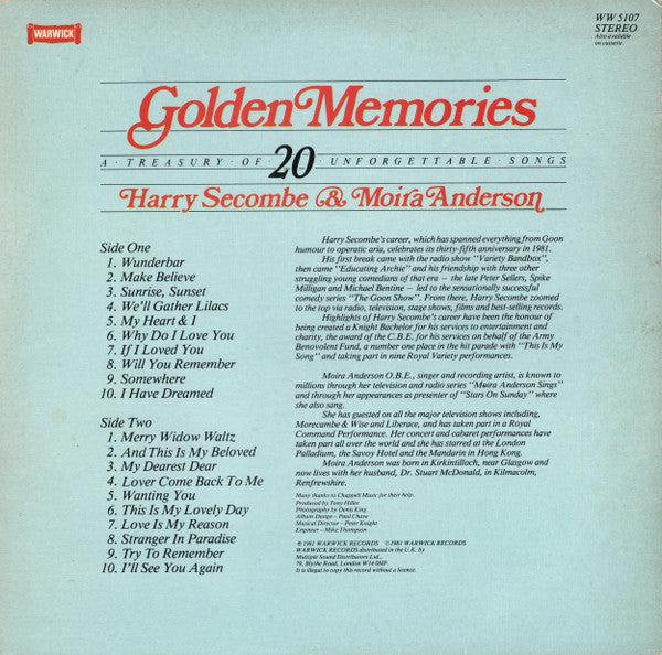 Harry Secombe & Moira Anderson : Golden Memories (LP)