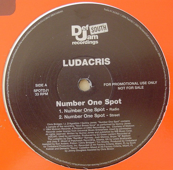 Ludacris : Number One Spot (12", Single, Promo)