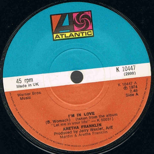 Aretha Franklin : I'm In Love (7", Single)
