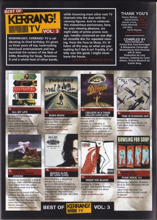 Various : Best Of Kerrang! TV Vol: 3 (DVD, Comp, Cov)