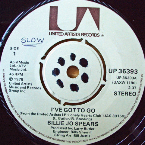 Billie Jo Spears : I've Got To Go (7", Single)