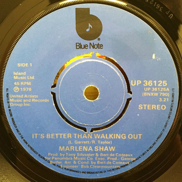 Marlena Shaw : It's Better Than Walkin' Out (7")