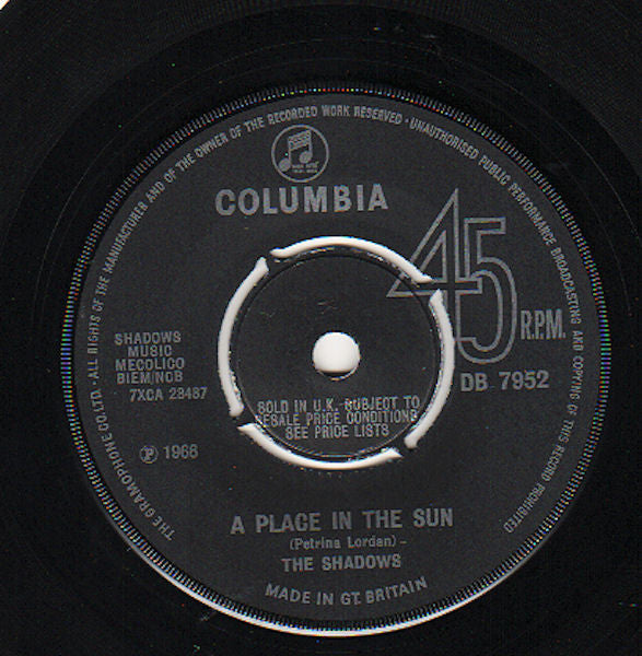 The Shadows : A Place In The Sun (7", Single)
