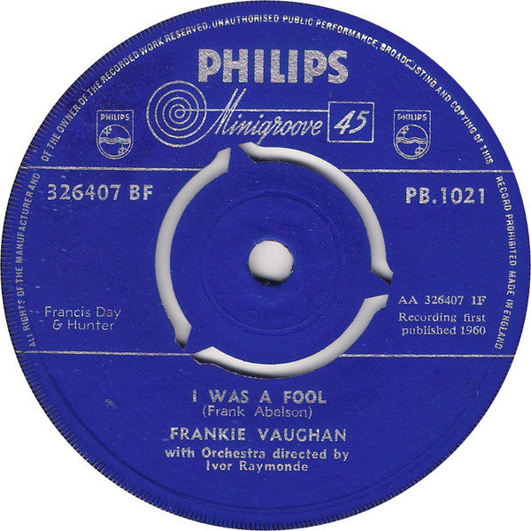 Frankie Vaughan : I Was A Fool (7")