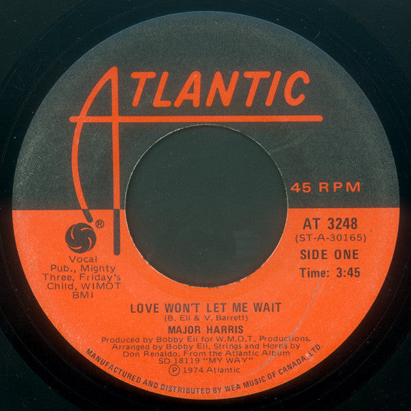 Major Harris : Love Won't Let Me Wait / After Loving You (7")