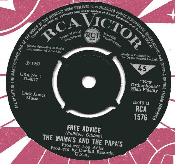 The Mamas & The Papas : Dedicated To The One I Love (7", Single)