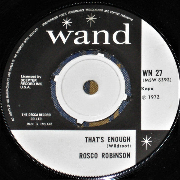 Roscoe Robinson : That's Enough / One More Time (7", Single, RE)
