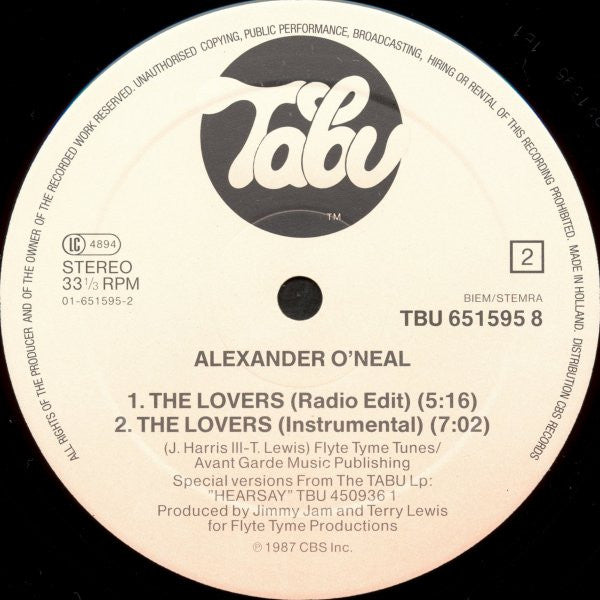 Alexander O'Neal : The Lovers (12", Maxi)