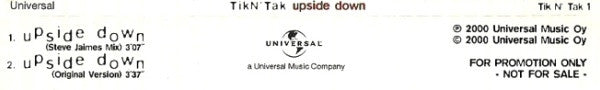Tik N' Tak : Upside Down (CD, Single, Promo)