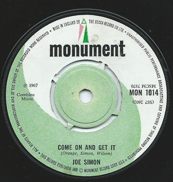 Joe Simon : No Sad Songs (7")