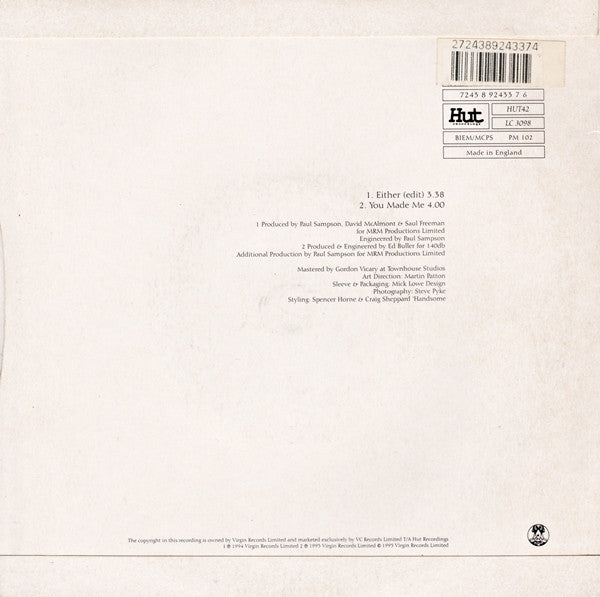 David McAlmont : Either (7", Single)