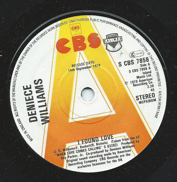 Deniece Williams : I Found Love  (7", Single, Promo)