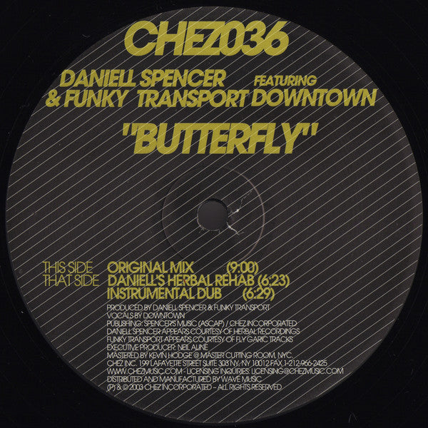 Daniell Spencer & Funky Transport Featuring Downtown (9) : Butterfly (12", MP)