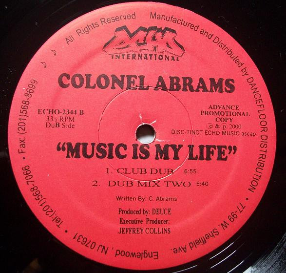 Colonel Abrams : Music Is My Life (12", Promo)