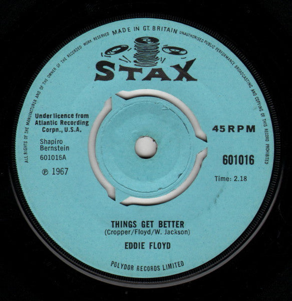 Eddie Floyd : Things Get Better (7", Single, 3 P)